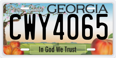 GA license plate CWY4065