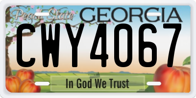GA license plate CWY4067