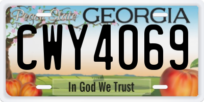 GA license plate CWY4069