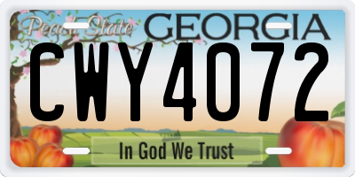 GA license plate CWY4072