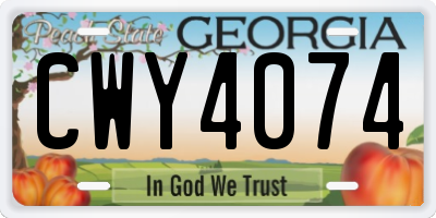 GA license plate CWY4074