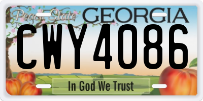 GA license plate CWY4086