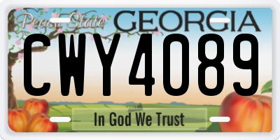 GA license plate CWY4089