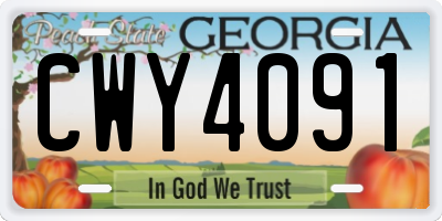 GA license plate CWY4091