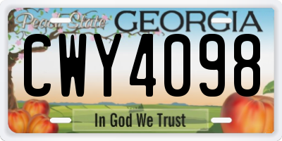 GA license plate CWY4098