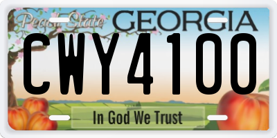GA license plate CWY4100