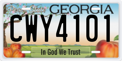 GA license plate CWY4101