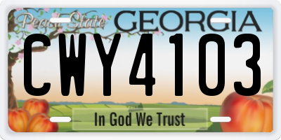 GA license plate CWY4103