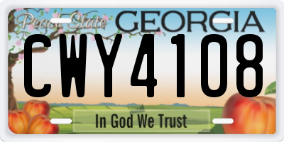 GA license plate CWY4108