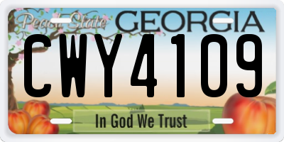 GA license plate CWY4109