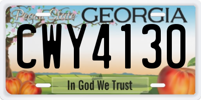 GA license plate CWY4130