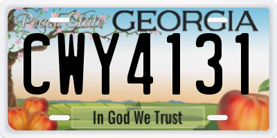 GA license plate CWY4131