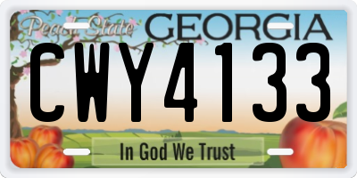 GA license plate CWY4133