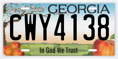 GA license plate CWY4138
