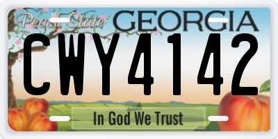 GA license plate CWY4142