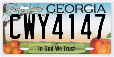 GA license plate CWY4147