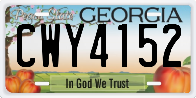 GA license plate CWY4152