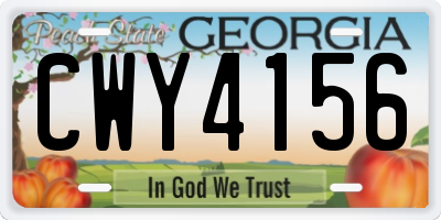 GA license plate CWY4156