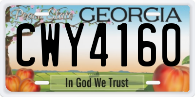 GA license plate CWY4160