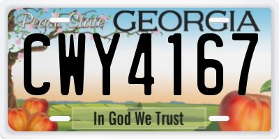 GA license plate CWY4167
