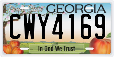 GA license plate CWY4169