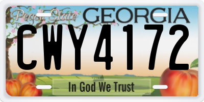 GA license plate CWY4172