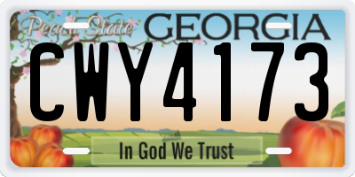 GA license plate CWY4173