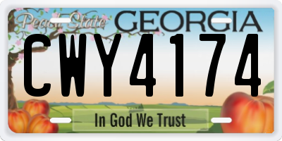 GA license plate CWY4174