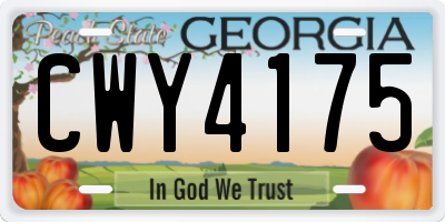 GA license plate CWY4175