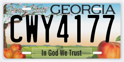 GA license plate CWY4177