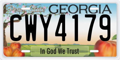GA license plate CWY4179