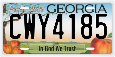 GA license plate CWY4185