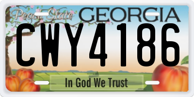 GA license plate CWY4186