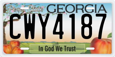 GA license plate CWY4187