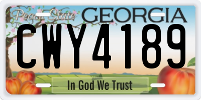 GA license plate CWY4189