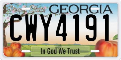 GA license plate CWY4191