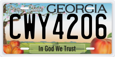 GA license plate CWY4206