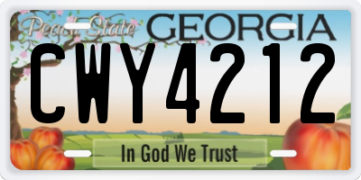 GA license plate CWY4212