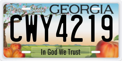 GA license plate CWY4219