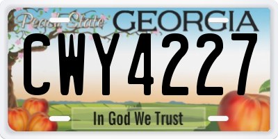 GA license plate CWY4227