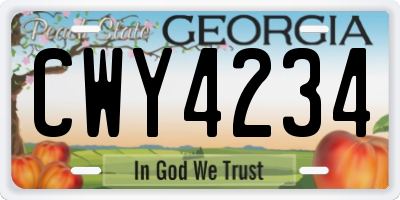 GA license plate CWY4234