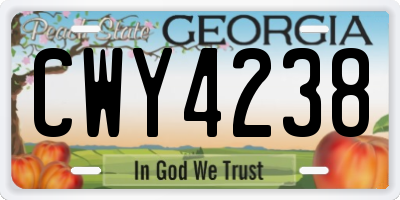 GA license plate CWY4238