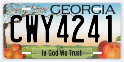 GA license plate CWY4241