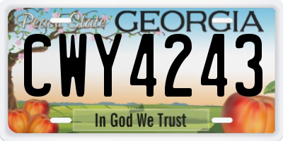 GA license plate CWY4243