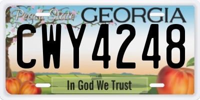 GA license plate CWY4248
