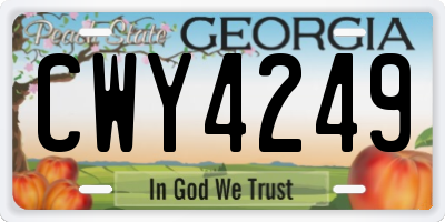 GA license plate CWY4249