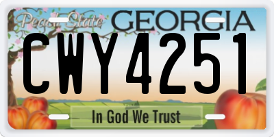 GA license plate CWY4251