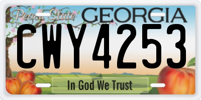 GA license plate CWY4253