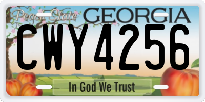 GA license plate CWY4256