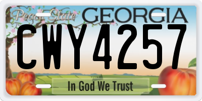GA license plate CWY4257